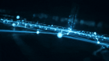 Blue technology network visualization with glowing connection points